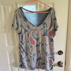 Motherhood Blue and Pink Ruched Short Sleeve T-Shirt